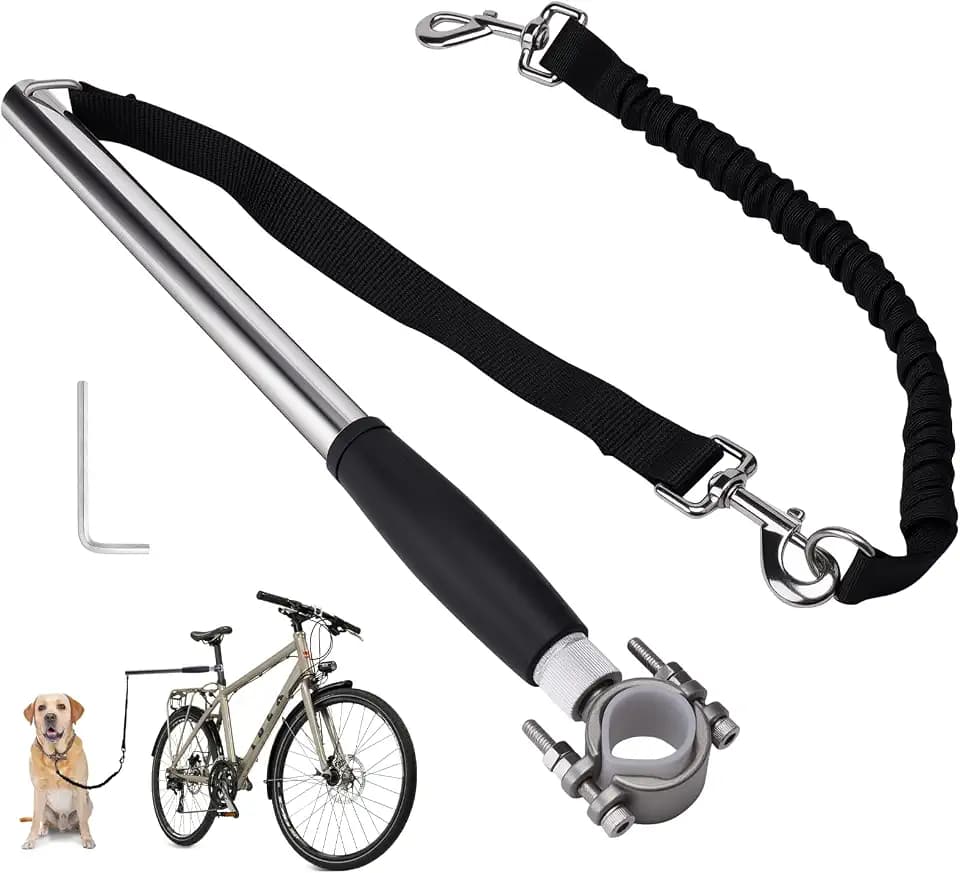 Hands Free Dog Bike Leash for Large Dogs, Heavy Duty Buffer Rope Black