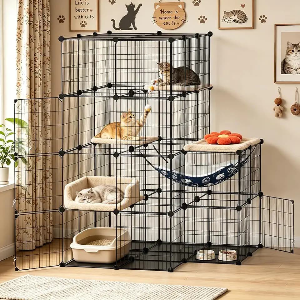 COMHOMA Cat Cage DIY Cat Enclosures Catio for Kitten (41"x 41"x 55")