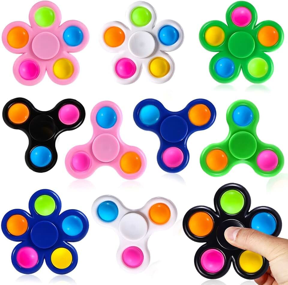 SCIONE 10er Set Pop Fidget Spinner Push Bubble Pop Einfaches Fidget Toy für Kinder Erwachsene, Party Geschenke Geschenktüte Füller Sensorisches Fidget Set ADHD Anti Angst Stressabbau Spielzeug