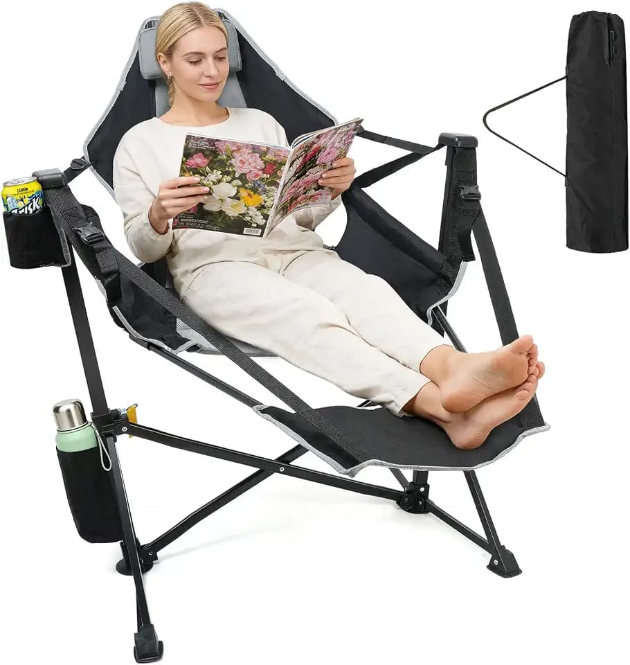 Suteck Hammock Camping Chair with Footrest,500LBS Oversized Swinging Chairs