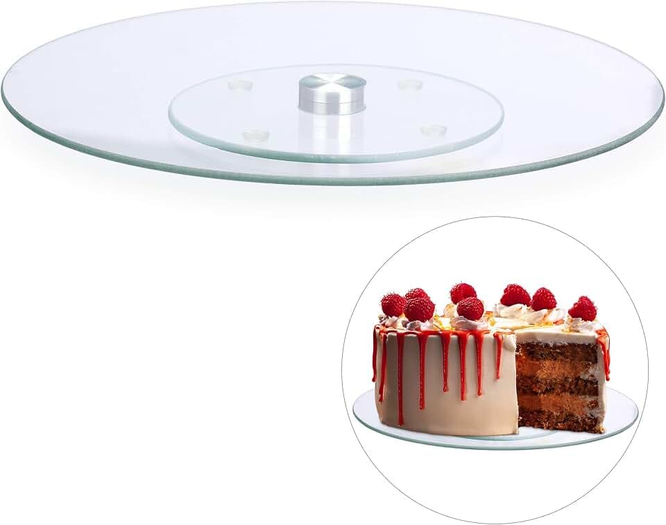 Relaxdays Tortenplatte, 360º drehbar, ∅ 30 cm, transparent