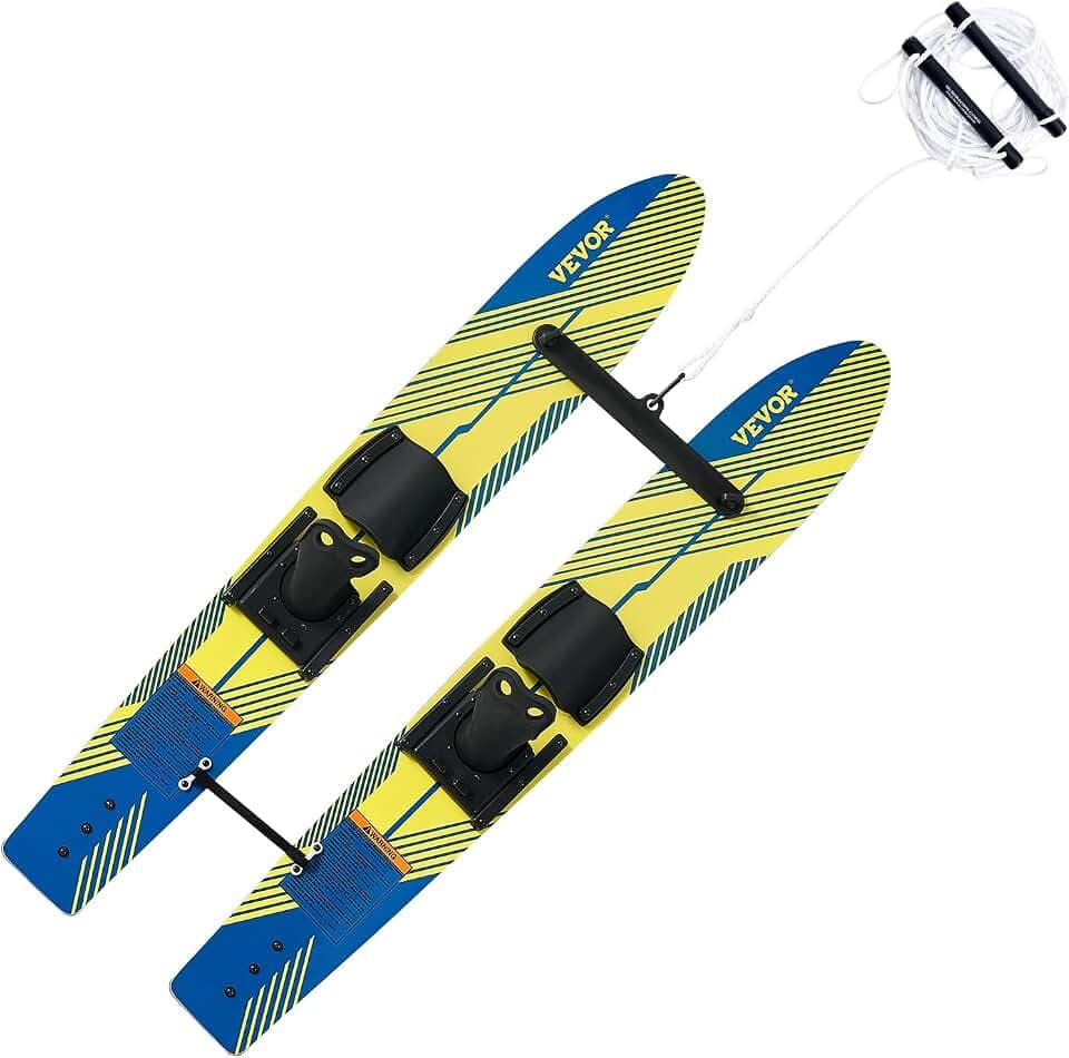 VEVOR Water Skis, Adult Water Ski with Adjustable Horseshoe Bindings & Padded Rear Toe Plate, High-Gloss UV Coating Waterskis Combo for Adults Up to 300 lbs