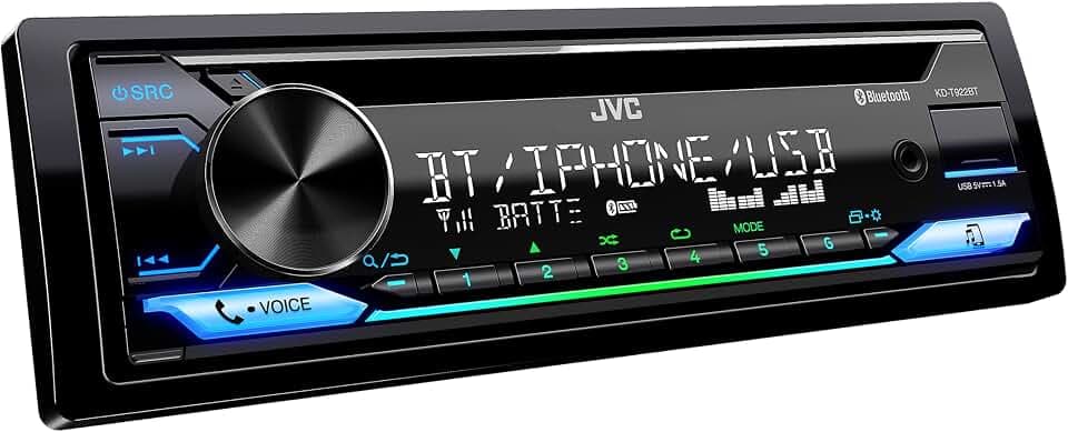 JVC KD-T922BT CD-Receiver, 1-DIN, mit Blutooth, Spotify, USB, AUX, Variable Farbbeleuchtung