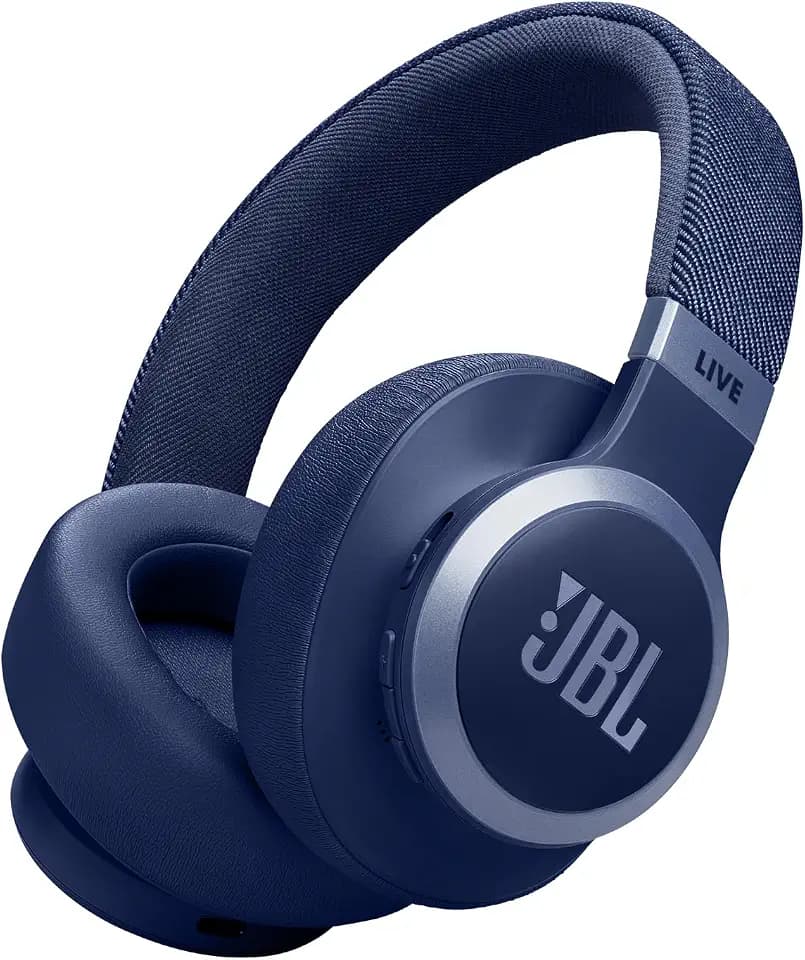 JBL Live 770 NC – Bluetooth Over-Ear-Kopfhörer mit adaptivem Noise-Cancelling – Kabellose Ohrhörer mit JBL Signature Sound und Sprachassistent – Langer Musikgenuss für bis zu 65 Stunden – In Blau