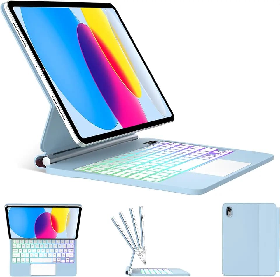 Magic Keyboard for iPad 11th (A16, 2025) /10th Generation 2022, 11/10.9 Inch Wireless Keyboard Case for Apple iPad 10/11, Backlit Keys, Multi-Touch Trackpad,Easy-Set Floating Cantilever Magnetic Stand