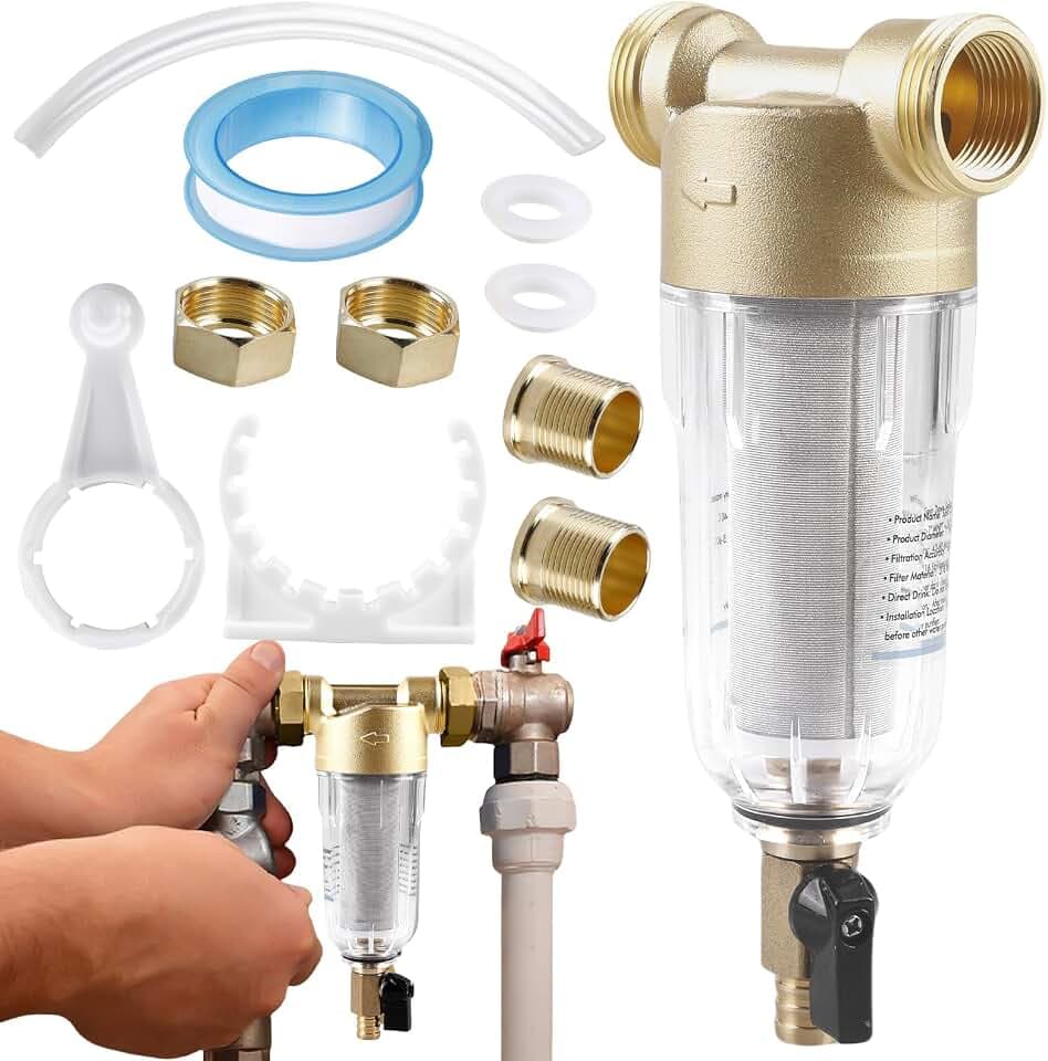 Wasserfilter Wiederverwendbare 1 Zoll, Wasserhahn Wasserfilter Wasser, Wasserhahn Ersatzfilter zur Trinkwasser, Spin Down Sediment Wasserfilter, Ausspülbarer Feinfilter (3/4" Male Thread)