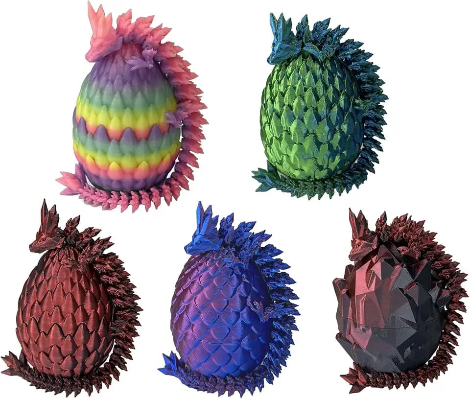 5PCS 3D Printed Mini Dragon Egg with Dragon Inside Fidget Toy,Mythical Prefilled Easter Eggs with Glow in The Dark