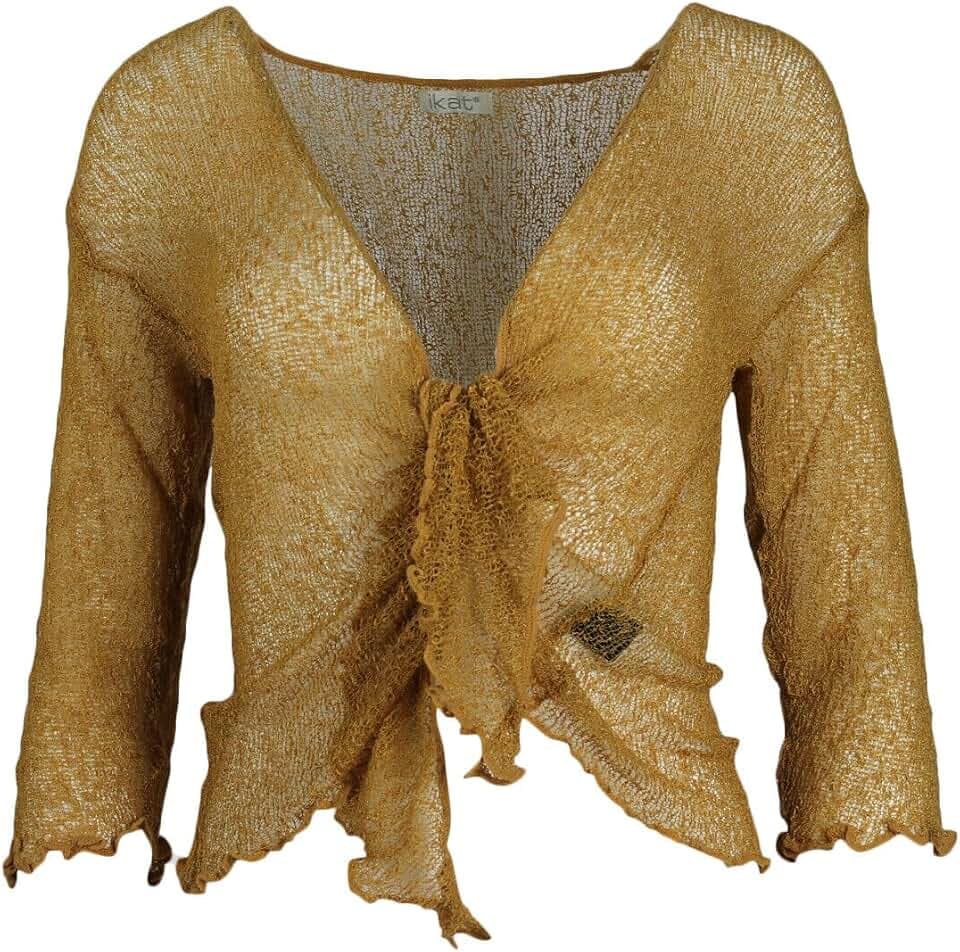 Damen-Bolero, 3/4-Ärmel, Feinstrick-Bolero, bauchfrei, dehnbar, Einheitsgröße