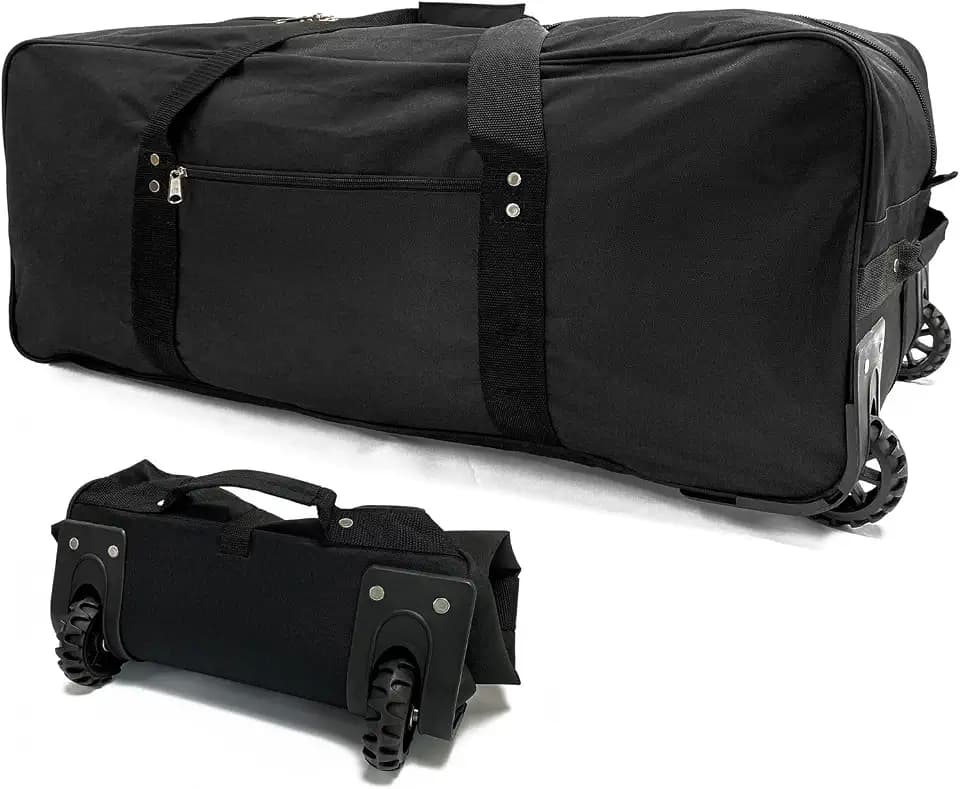 36" Huge Bag with Wheels Extra Large Foldable Duffel Bag Collapsible Rolling Travel Bag Heavy-Duty Cargo Duffle for Travel, Camping & Moving, Water-Resistant 600D Oxford, Black