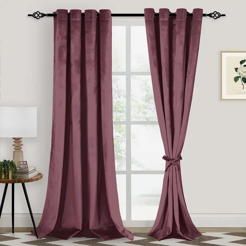 XWZO Dusty Rose Velvet Curtains 108 Inches Long, Elegent Soft Luxury Curtains for Living Room, Thermal Insulated Room Darkening Dusty Rose Curtain for Bedroom Decor, Velvet Drapes Set 2 Panels