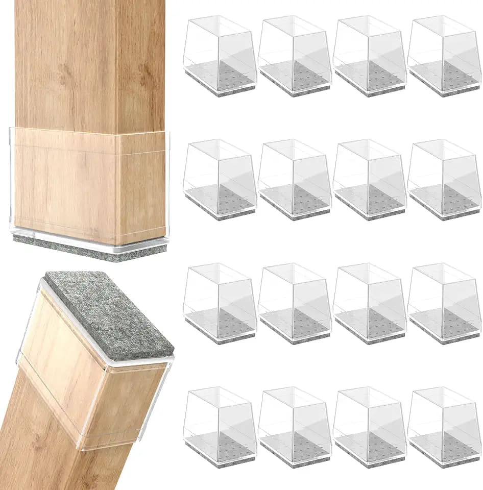 Rectangle Chair Leg Protectors for Hardwood Floors,(Clear,1 x 3”)