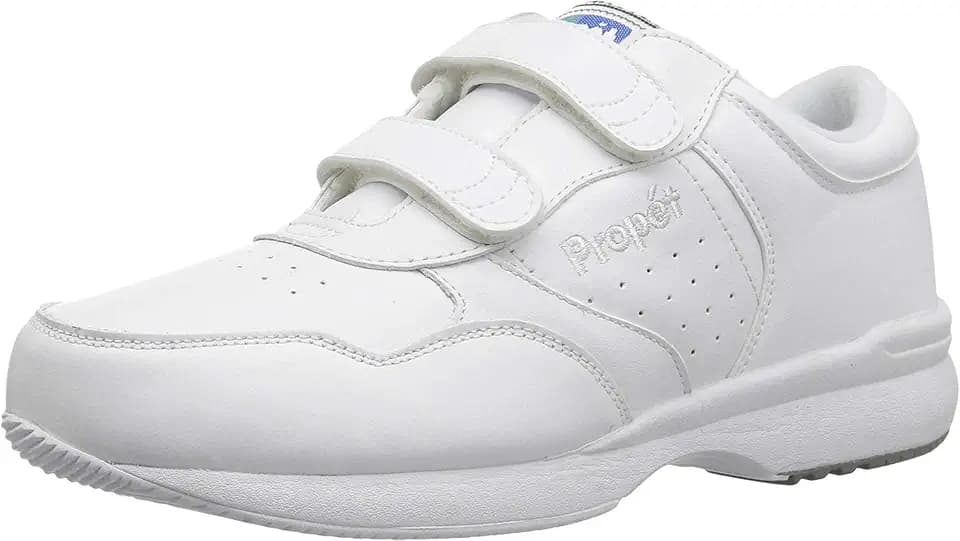 Propet Mens LifeWalker Strap Slip On Walking Walking Sneakers Shoes - Off White