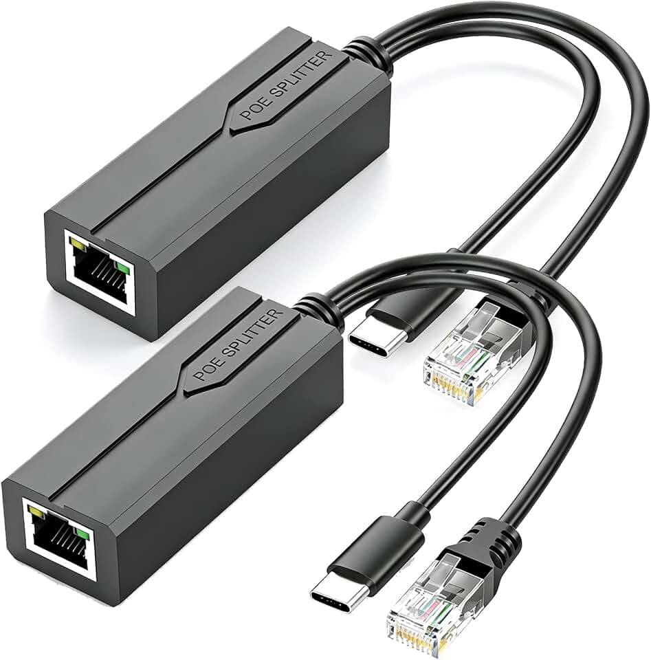 2Pack Gigabit PoE Splitter USB C, PoE to USB-C Power & Data Adapter 5V 2.4A