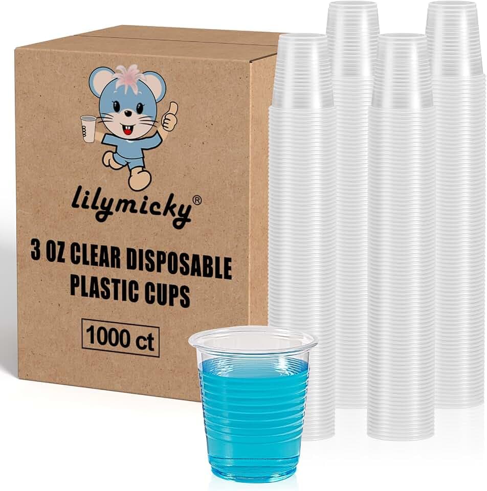 Lilymicky 1000 Pack 3 oz Plastic Bathroom Cups, 3 oz Disposable Plastic Cup