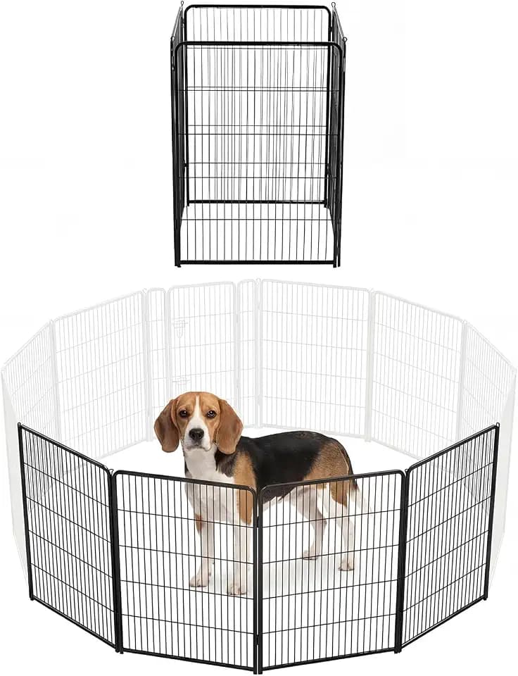 DUMOS Dog Playpen 40 Inch 4 Panels Indoor Outdoor Metal Pet Fence