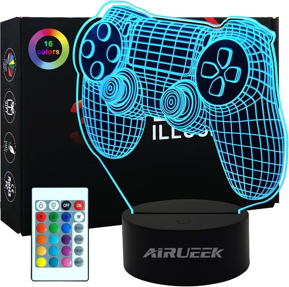 3D Gamer Led mit Farbwechsel 16 Farben LED-Tisch-Schreibtisch-Lampen, Gamer Deko Lampe die Schlafzimmer-Dekoration für Spiel Fans Kinder Herren Jungen und Mädchen Männer