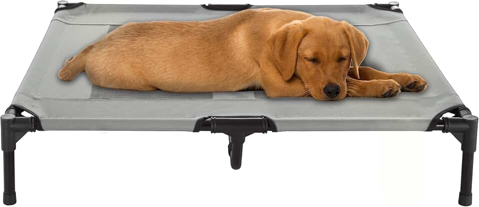 Elevated Dog Bed - 36x29.75-Inch Portable Pet Bed with Non-Slip Feet - Indoor/Outdoor Dog Cot or Puppy Mattress for Pets up to 80lbs by PETMAKER (Gray)
