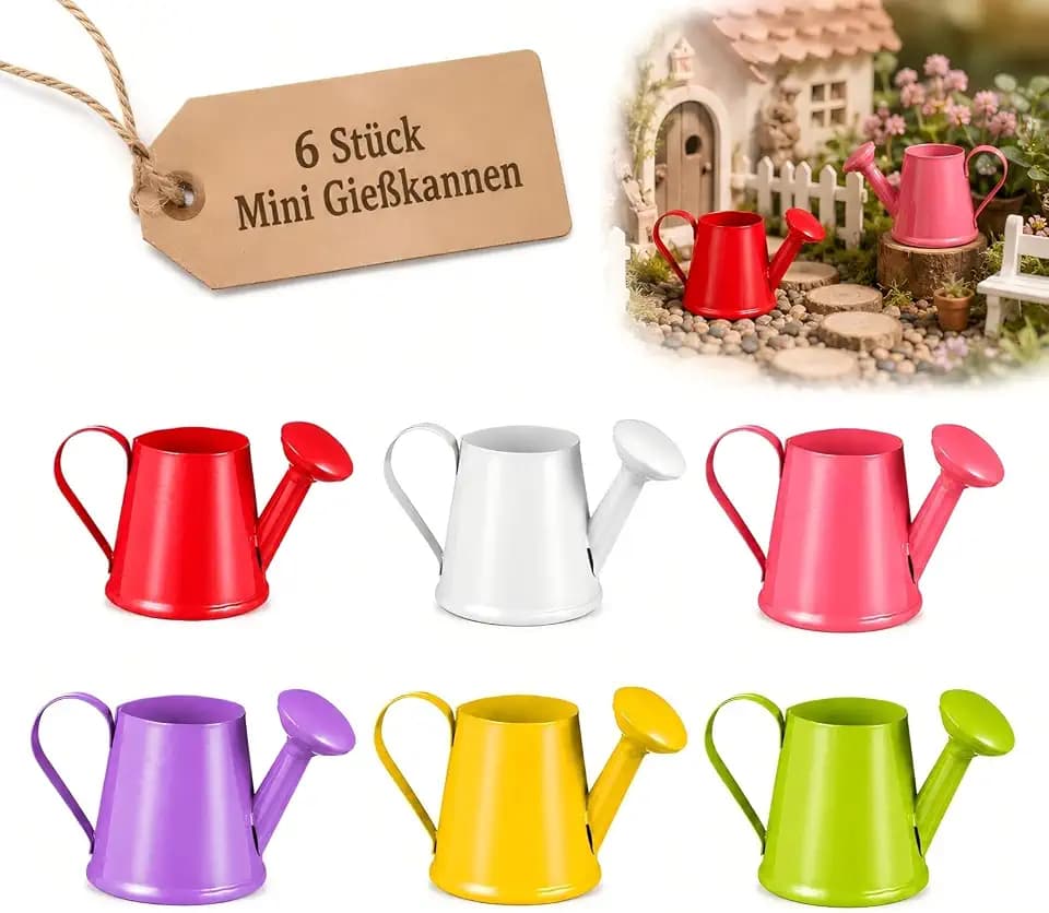 Gadpiparty 6 Stücke GießKanne Klein, Mini GießKanne, Kleine Metall Blumendekor Wasserkanne für Garten Schreibtisch Home Craft Kinder Spielzeug