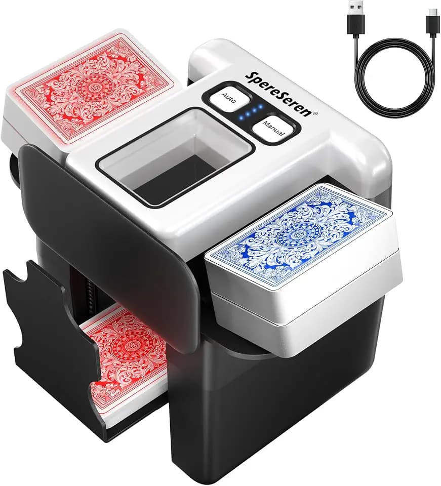 Automatic Card Shuffler 1-4 Deck, Rechargeable 2500mAh for Seniors & Family
