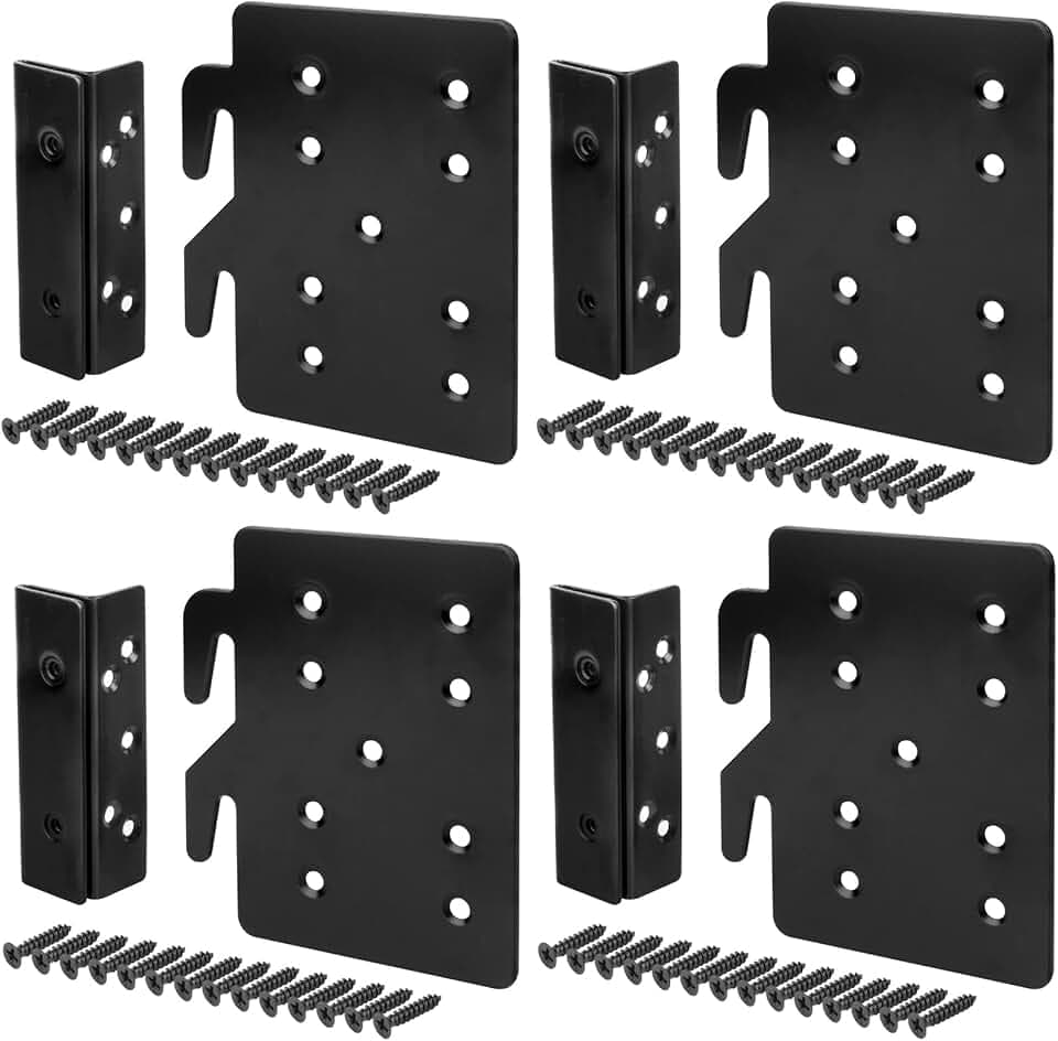 GBGS 4 Sets Bed Frame Hardware,Bed Rail Replacement Brackets,5" x 4-1/4"