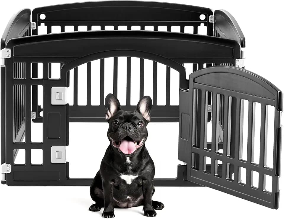 DUMOS Plastic Dog Playpen, 24 Inch 4 Panels Small Pet Fence Play Pen