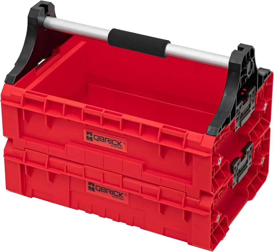 QBRICK SYSTEM Set Griff Erweiterungseinheit Kasten 3 Stück Box Erweiterungsmodul PRO SET Modular Tray RED Ultra HD Rot 465 x 320 x 270 mm