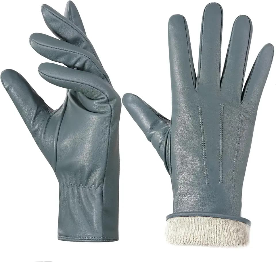 BISON DENIM Lederhandschuhe Damen Winter Touchscreen Kaschmir Gefüttert