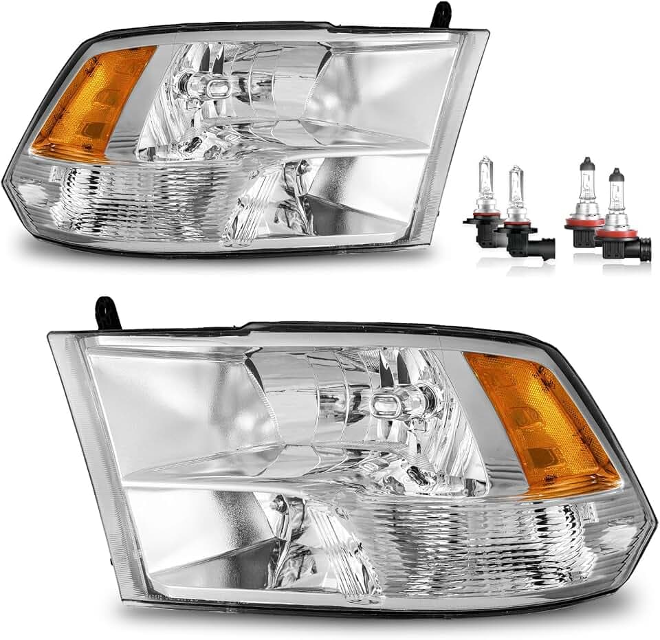 Headlights for 2009-2018 Dodge Ram 1500 with High/Low Beam Bulbs