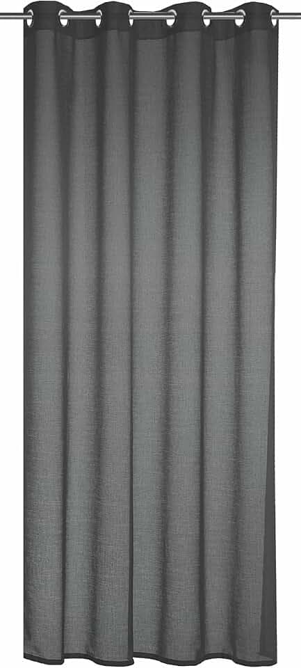 Sehlbach Fertiggardine mit Ösen, Struktur Uni, Anthrazit, 140 x 245 cm Gardinen, Lichtdurchlässig, Blickdicht, Öko-Tex Zertifiziert, Kürzungsband Inklusive, Einfache Anbringung