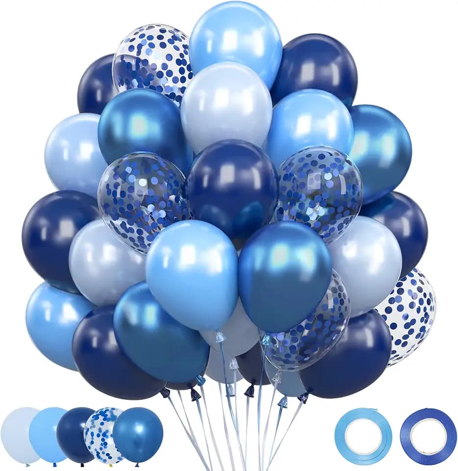 Luftballons Blau, 62 Blaue Luftballon Geburtstag für Babyparty Deko Junge