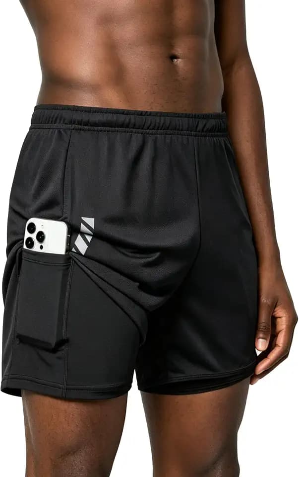 3 Pack Mens 2 in 1 Running Short, 5 Inch Gym Workout Shorts with Liner