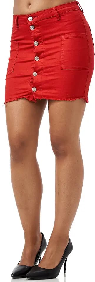 Elara Damen Minirock Stretch Jeans Skirt Chunkyrayan