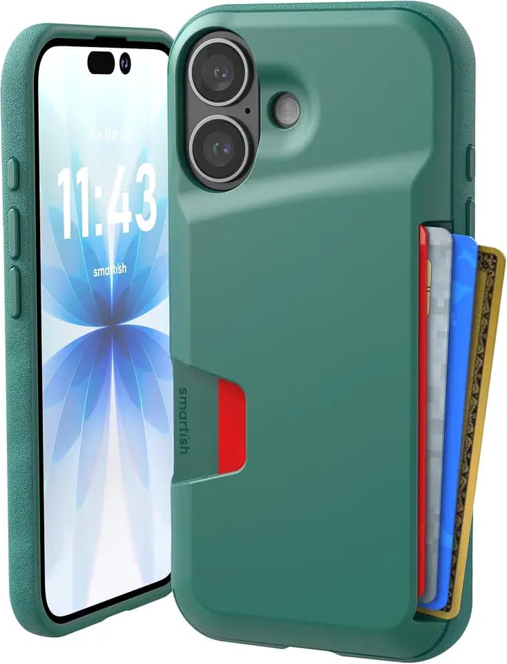 Smartish iPhone 16 Wallet Case with Card Holder, Wallet Slayer Vol 1, Green