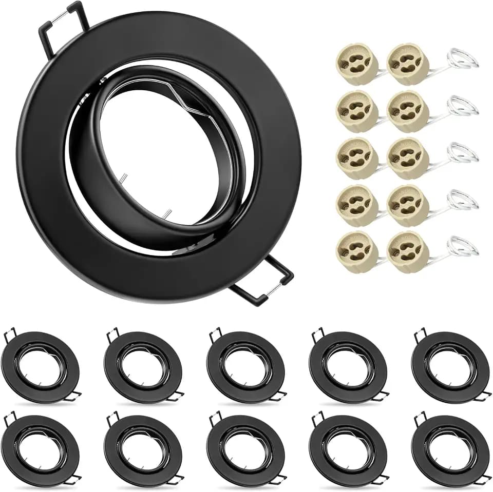 10Pcs GU10 Einbaustrahler Rahmen Schwarz, 30°Schwenkbar Einbauspots Rahmen