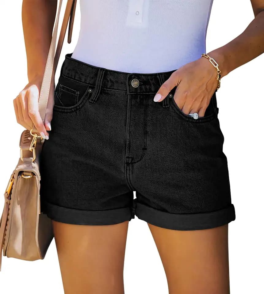 CHICZONE Womens Mid-High Rise Stretchy Denim Jean Shorts