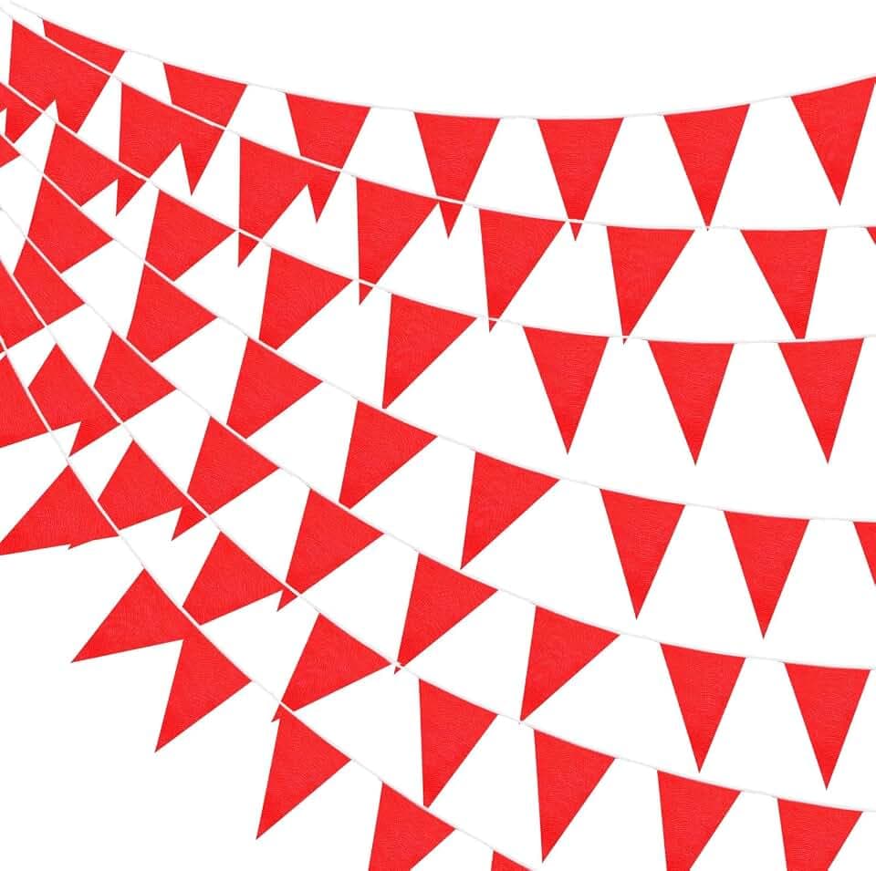 Hahafelt 100 Feet Pennant Banner 75 Triangle Flags String,Red
