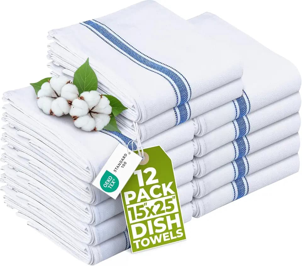 Utopia Towels Blue Dish Towels [12 Pack - 15 x 25 in] 100% Ring Spun Cotton