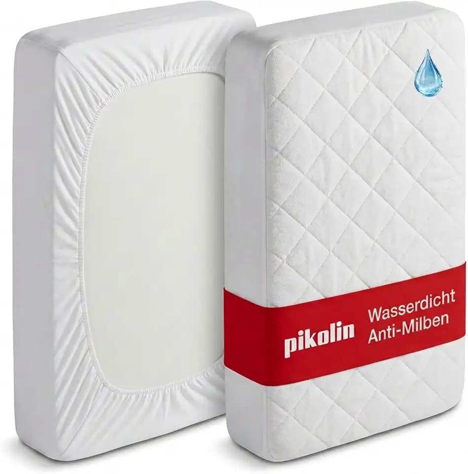 PIKOLIN Matratzenschutz für Babybetten 60x120 cm - wasserdichte Silktouch-Faser - bis 32 cm - atmungsaktiv, weich wattiert, OEKO-TEX - Premium Matratzenauflage für Kinderbetten