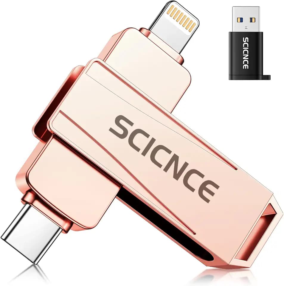 256GB Phone Flash Drive Photo Stick, USB Memory Stick for Photo Video Backup & Storage, No APP Required, Compatible with iPhone iPad Android PC, Rose Pink
