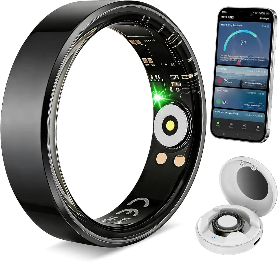 Smart Fitness Ring for Men and Women – Lightweight & Barely‑There Feel, Track Heart Rate, Stress, Sleep, Steps & SpO2, Ultra‑Slim 6mm,10ATM Waterproof, No Subscription Fee, Black 13