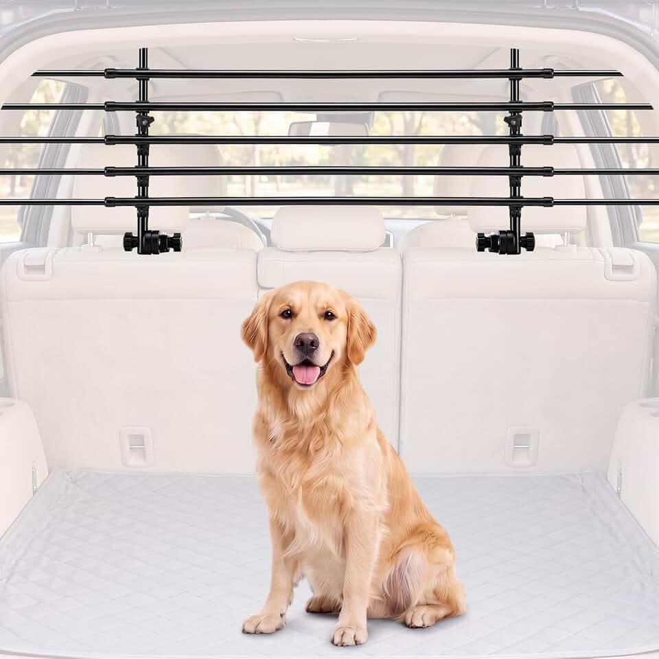 Eccliy Adjustable Dog Car Barrier for SUV, Vehicle, Trucks, Universal-fit Guard Gate Travel Barrier Large Size Dogs, Heavy Duty Carbon Steel Pet Divider for Cargo Area 32" to 55" Width