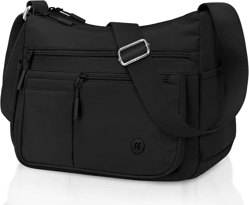 BKNOOU Nylon Crossbody Bags for Women Medium Lightweight Ladies Travel Purse Multi Pocket Pocketbooks Shoulder Handbag