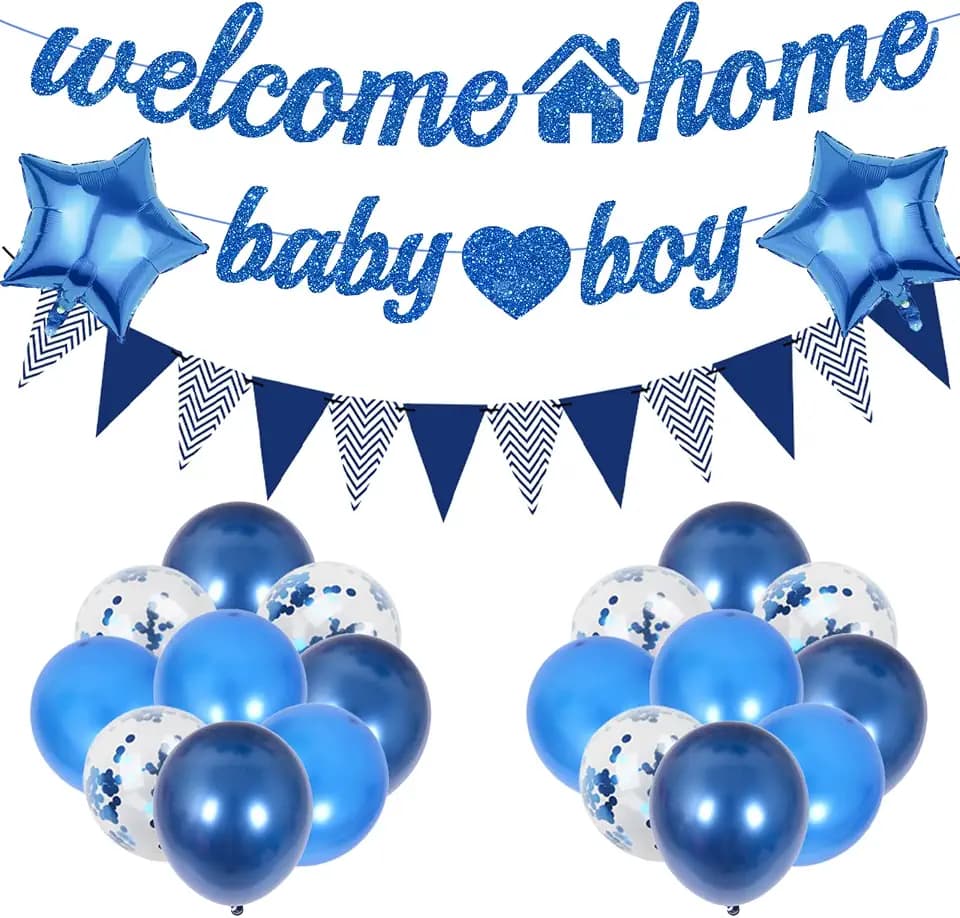 Willkommen Zuhause Baby Junge Ballon - 22 Stück Blua für Baby Boy