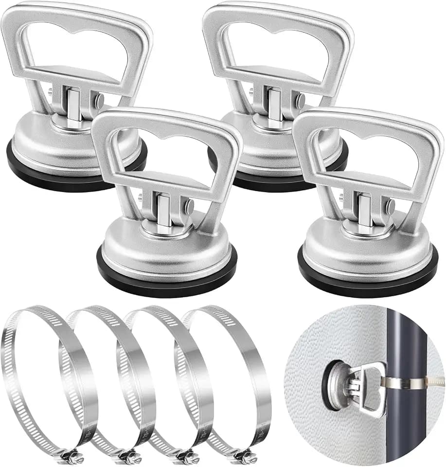 Zonon 4 Pcs Metal Suction-Cup Mount, RV Gen Exhaust Extension Stabilizer