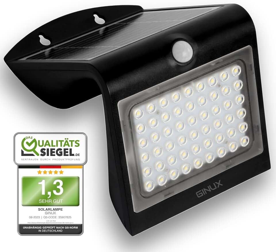 Solarlampen für außen mit Bewegungsmelder - 40W Schwarz - 3 Modi