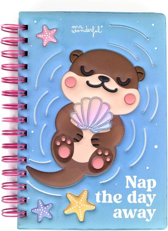 Mr. Wonderful Notizbuch A5 Squishy – Lazy Otter – 240 weiße Seiten FSC