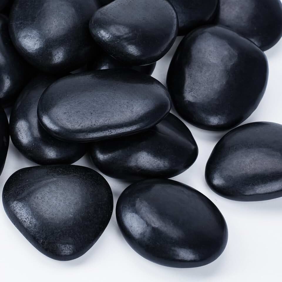 40lbs Black Rocks for Landscaping, 2-3Inch River Rocks for Planters