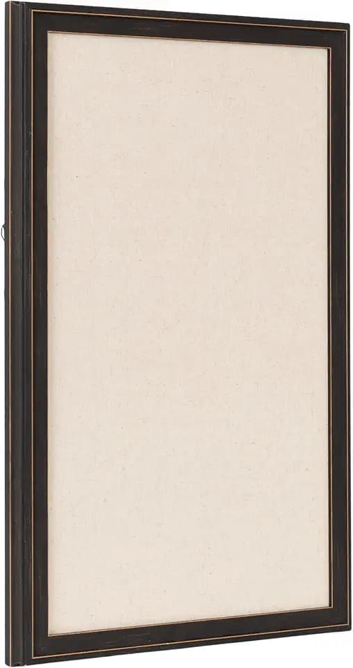 Kate and Laurel Oakhurst Rectangle Framed Linen Fabric Pinboard, 15 x 24, Black, Traditional Decorative Bulletin Board with Stepped Profile for Use as Motivational Vision Board or Wall Organization