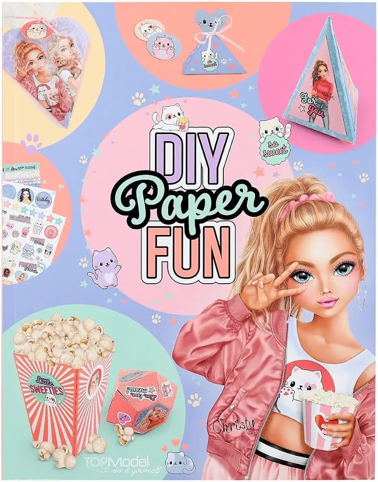 Depesche 12581 TOPModel Cutie Star - DIY Paper Fun Kreativbuch Set mit 32 bunten Seiten zum Basteln und Gestalten von Briefen, Postkarten uvm. Inkl. 8 Stickerbogen