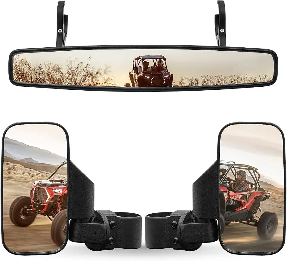 UTV Side Rear View Mirror And Center Mirror For 1.75" to 2" Roll Bar Cage